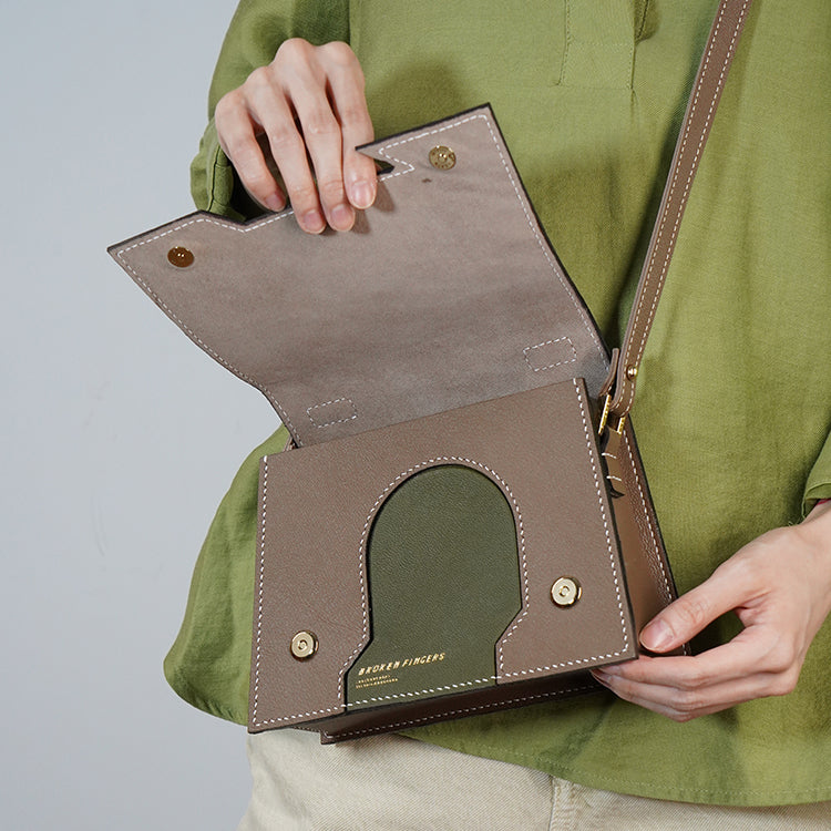 Dome Bag 【 Earthy Taupe X Forest Green 】意大利羊皮手袋