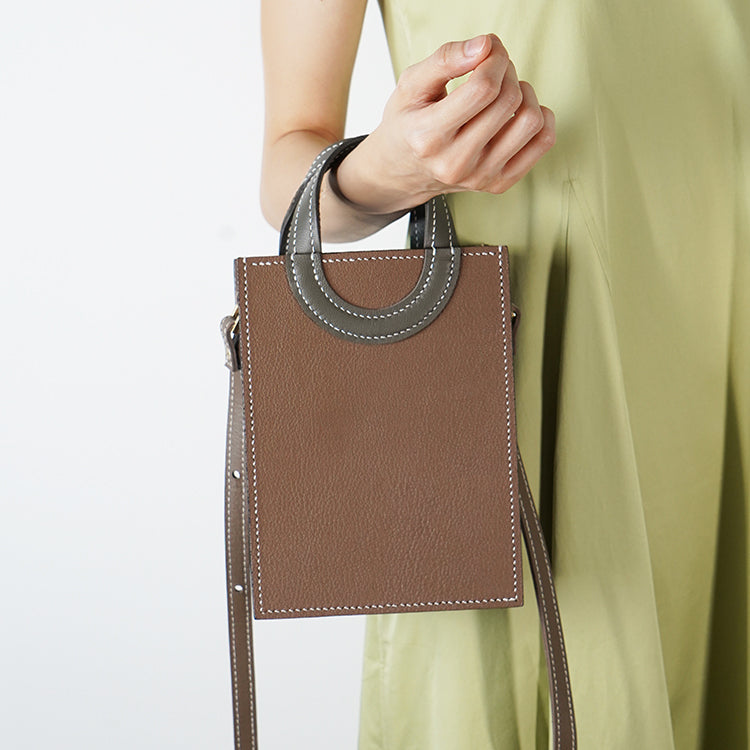 Box Tote XS 【 Earthy Taupe X Raven Charcoal 】意大利羊皮手袋