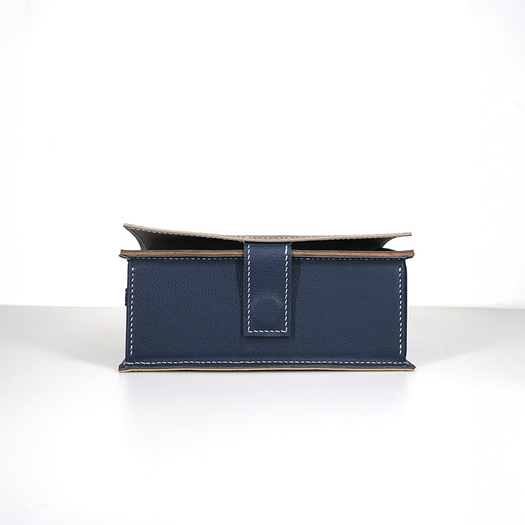 Boxy Bag 【 大象灰 X 深藍色  】環保69%蘋果再造皮革手袋