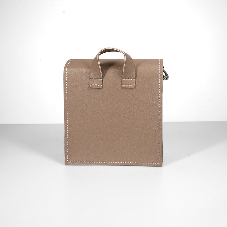 Square Bag 【 大象灰 X 綠色 】環保69%蘋果再造皮革手袋